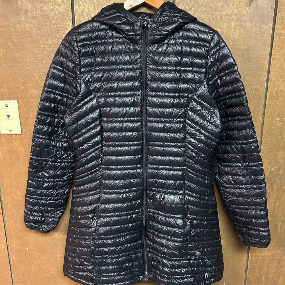 Patagonia Womens Nano Puff Parka Jacket Sz L Black Outdoor Hiking Packable READ